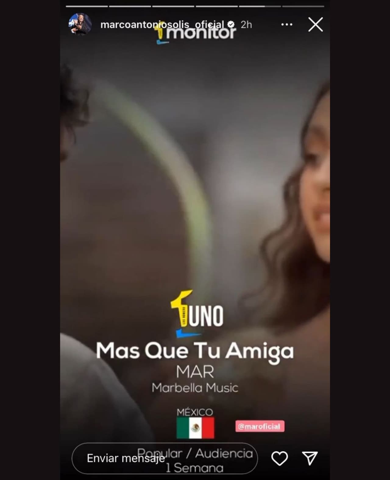 "Más Que Tu Amiga" es la versión de Mar Solís del tema de Marco Antonio Solís.