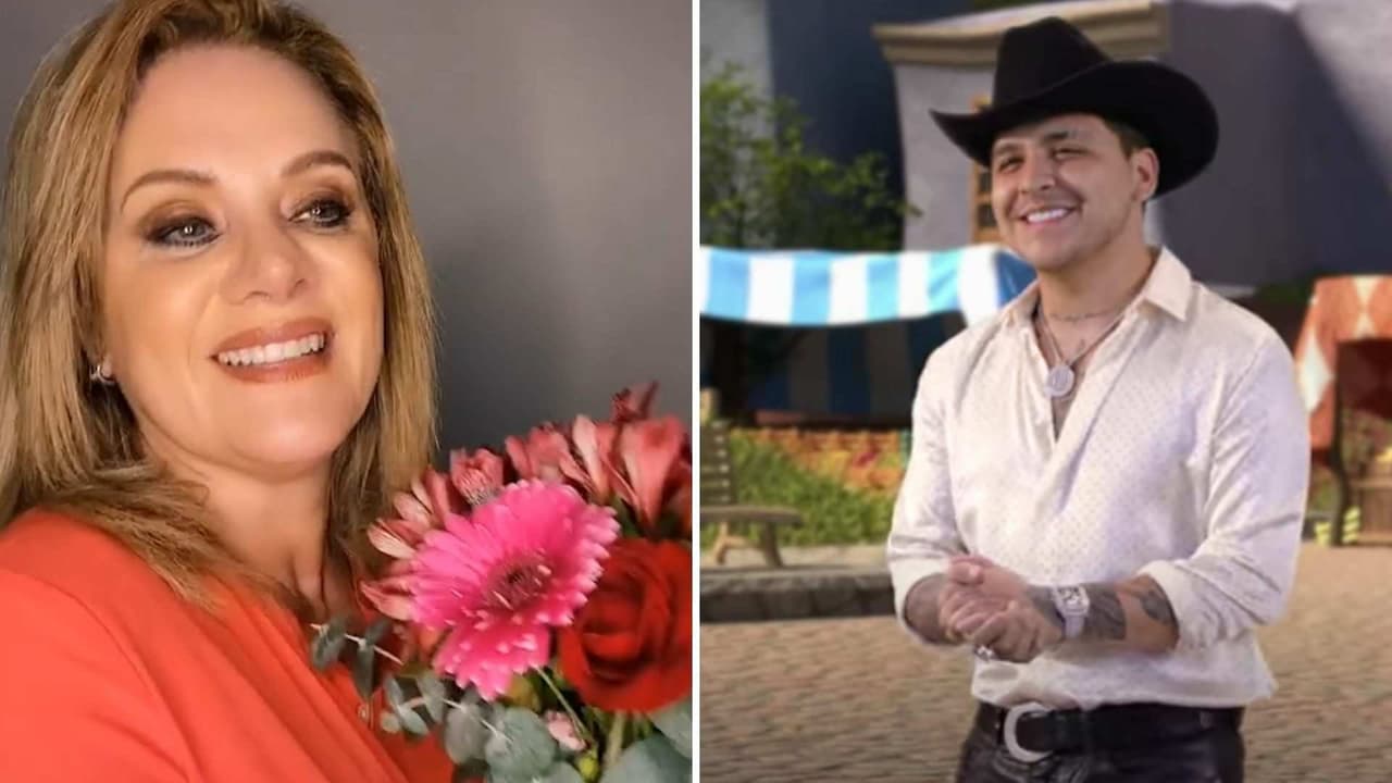 Erika Buenfil se hace pasar por Ángela Aguilar y ‘canta’ junto a Christian Nodal