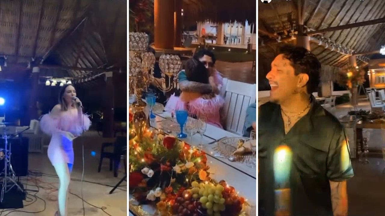 Nodal y Belinda celebraron Año Nuevo con elegante cena en Colombia