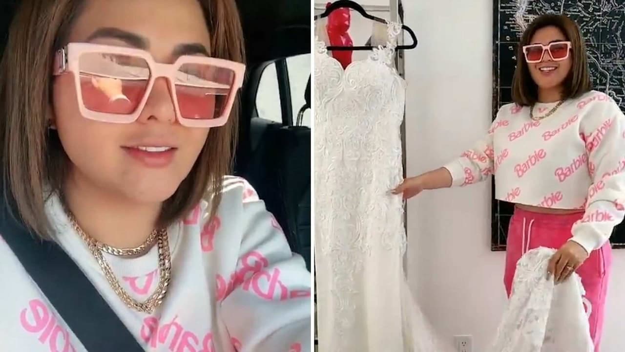 Gomita se iba a casar y enseña cómo era su vestido y ramo de bodas