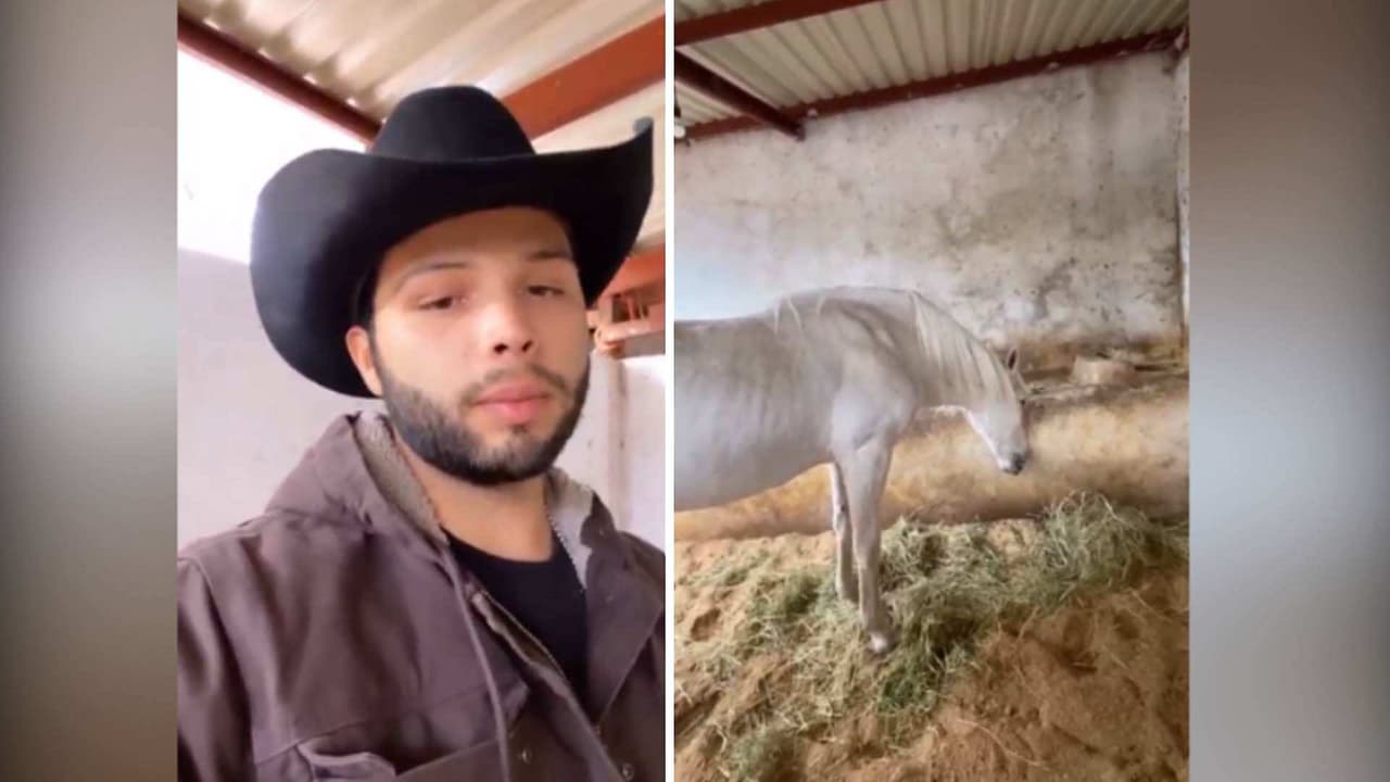 Leonardo Aguilar presume el caballo que, durante muchos años, montó don Antonio