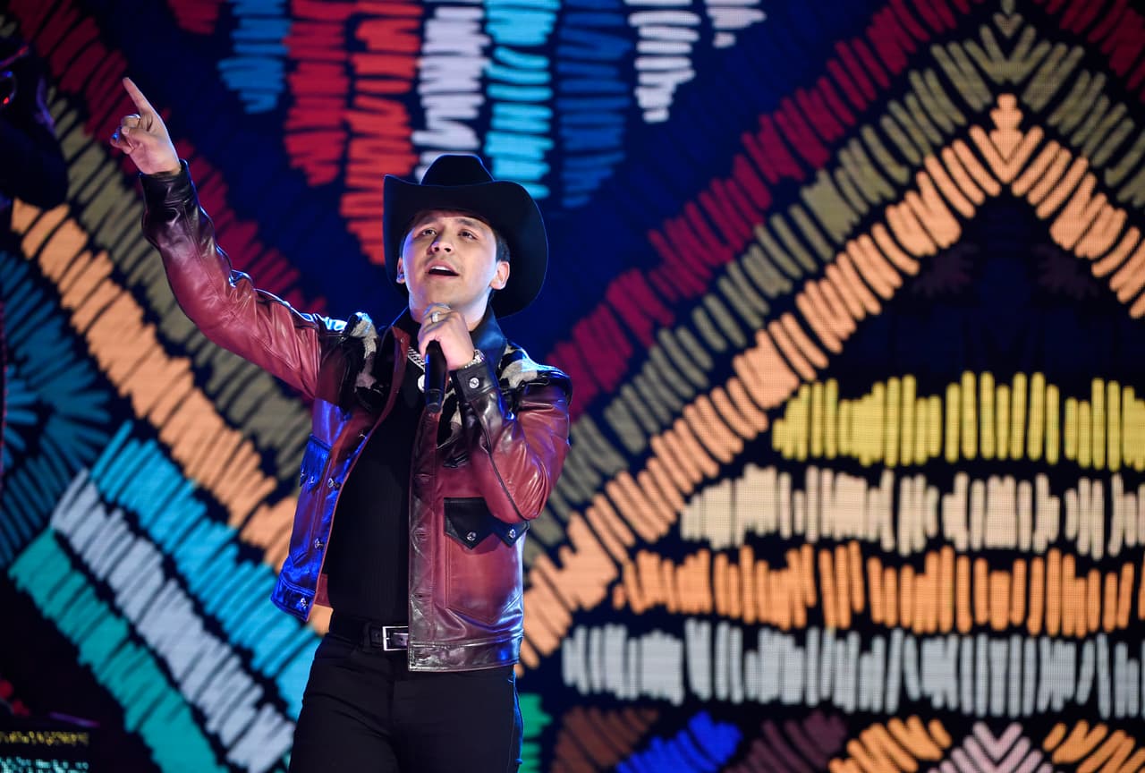 Christian Nodal performs "Te Falle" at the Latin American Music Awards at the Dolby Theatre on Thursday, Oct. 25, 2018, in Los Angeles. (Photo by Chris Pizzello/Invision/AP))