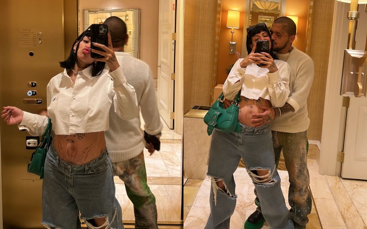 Christian Nodal y Cazzu en su primera fotografía pública con su futuro bebé