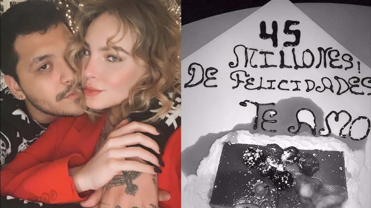 Christian Nodal llenó de pastel a Belinda al celebrar las 45 millones de visualizaciones de ‘Botella tras botella’