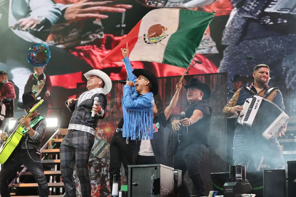 INDIO, CALIFORNIA - APRIL 15: Grupo Firme performs at the 2022 Coachella Valley Music And Arts Festival on April 15, 2022 in Indio, California. (Photo by Amy Sussman/Getty Images for Coachella)