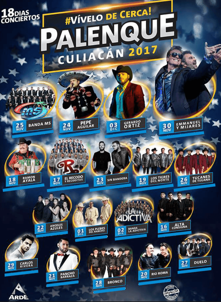 La Adictiva, La MS, Pepe Aguilar se presentarán en el Palenque de Culiacán