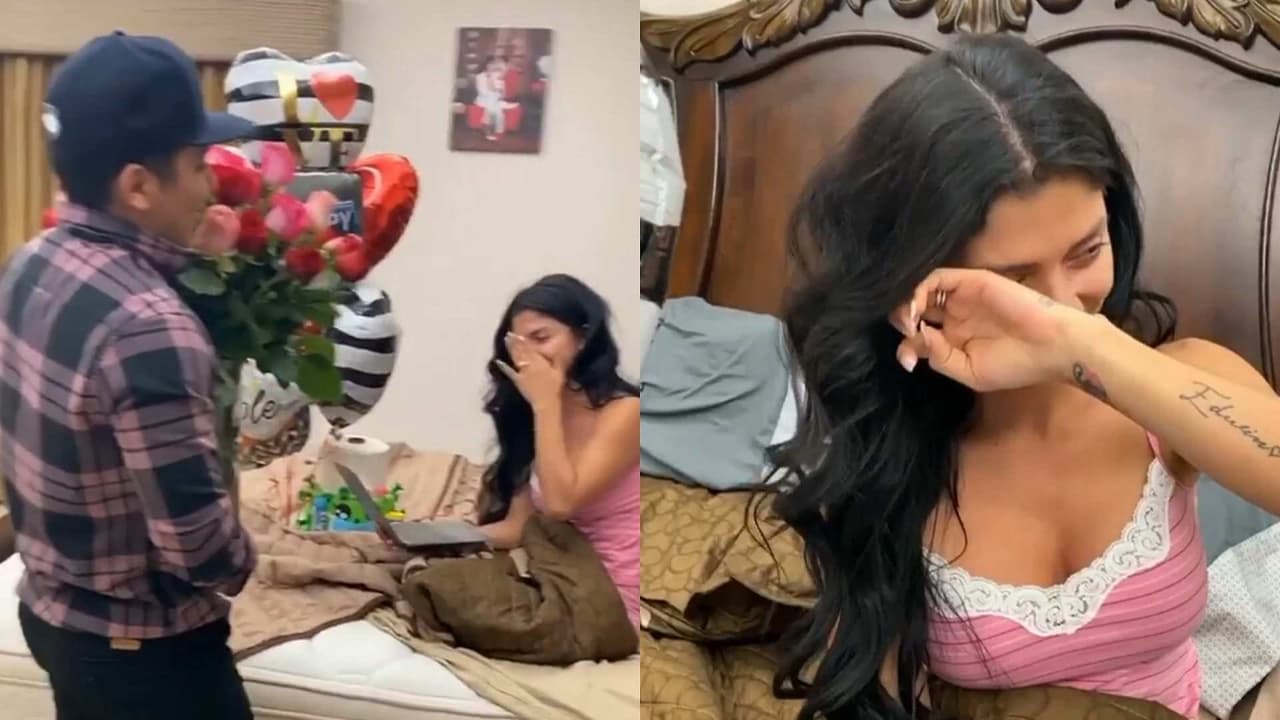 Edwin Luna sorprende a Kimberly Flores en su cumpleaños y la hace llorar