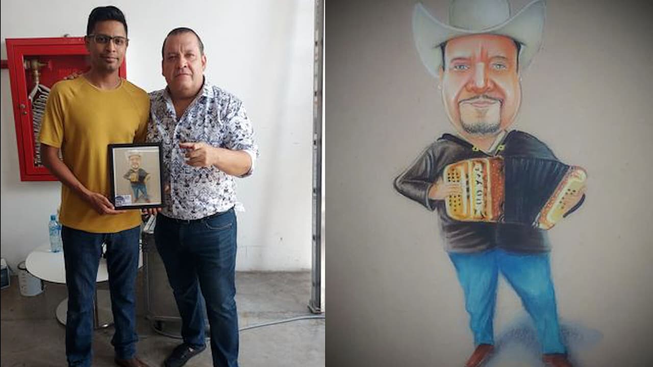 Beto Zapata, de Pesado, fue dibujado como caricatura y así reaccionó