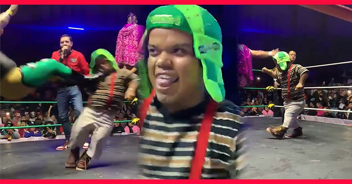 Medio metro lleva sus pasos de baile al ring de lucha libre y le dan patada