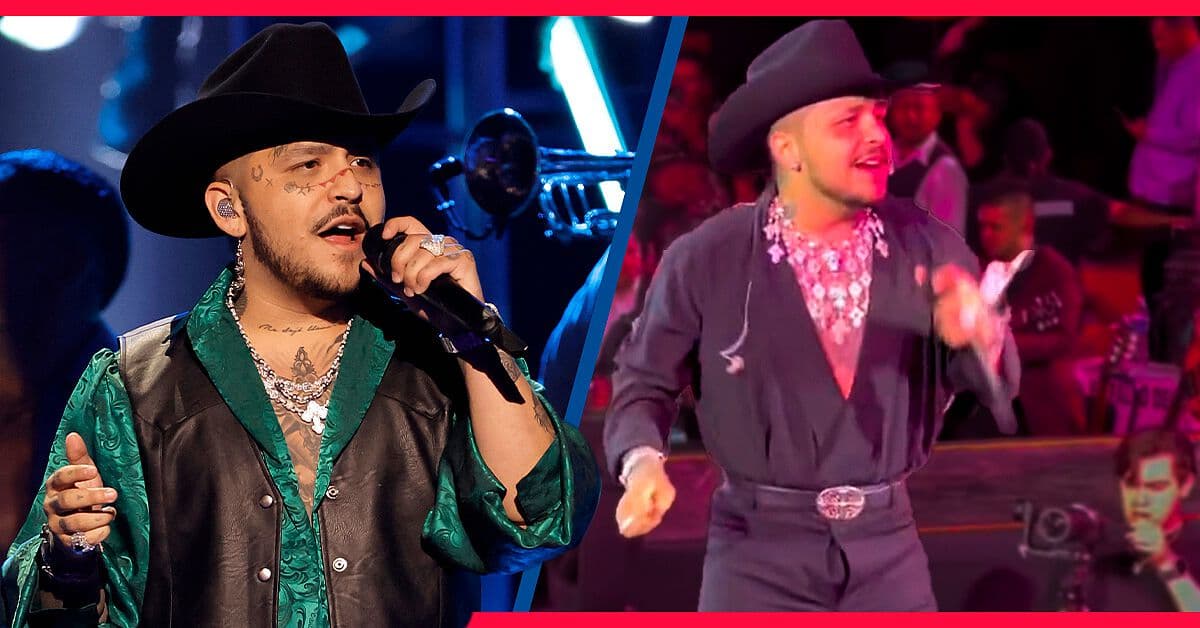 ¡Se te va a salir! Christian Nodal sale a dar concierto con el cierre abajo