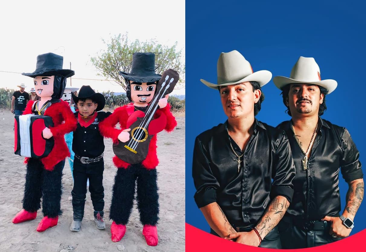 Los Dos Carnales presumieron en sus redes sociales a su seguidor con las piñatas inspiradas en ellos.