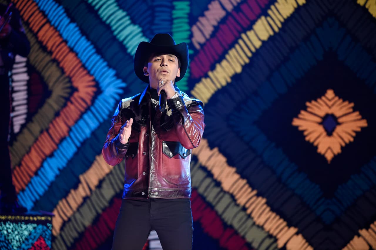 Christian Nodal performs "Te Falle" at the Latin American Music Awards at the Dolby Theatre on Thursday, Oct. 25, 2018, in Los Angeles. (Photo by Chris Pizzello/Invision/AP))