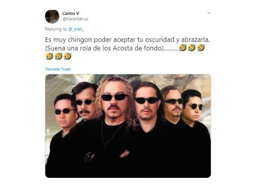 Los integrantes de Los Acosta siempre han lucido un look con ropa negra y pelo largo, similar a como visten algunos grupos de rock o metal, es por eso que se comenzó con esta broma.