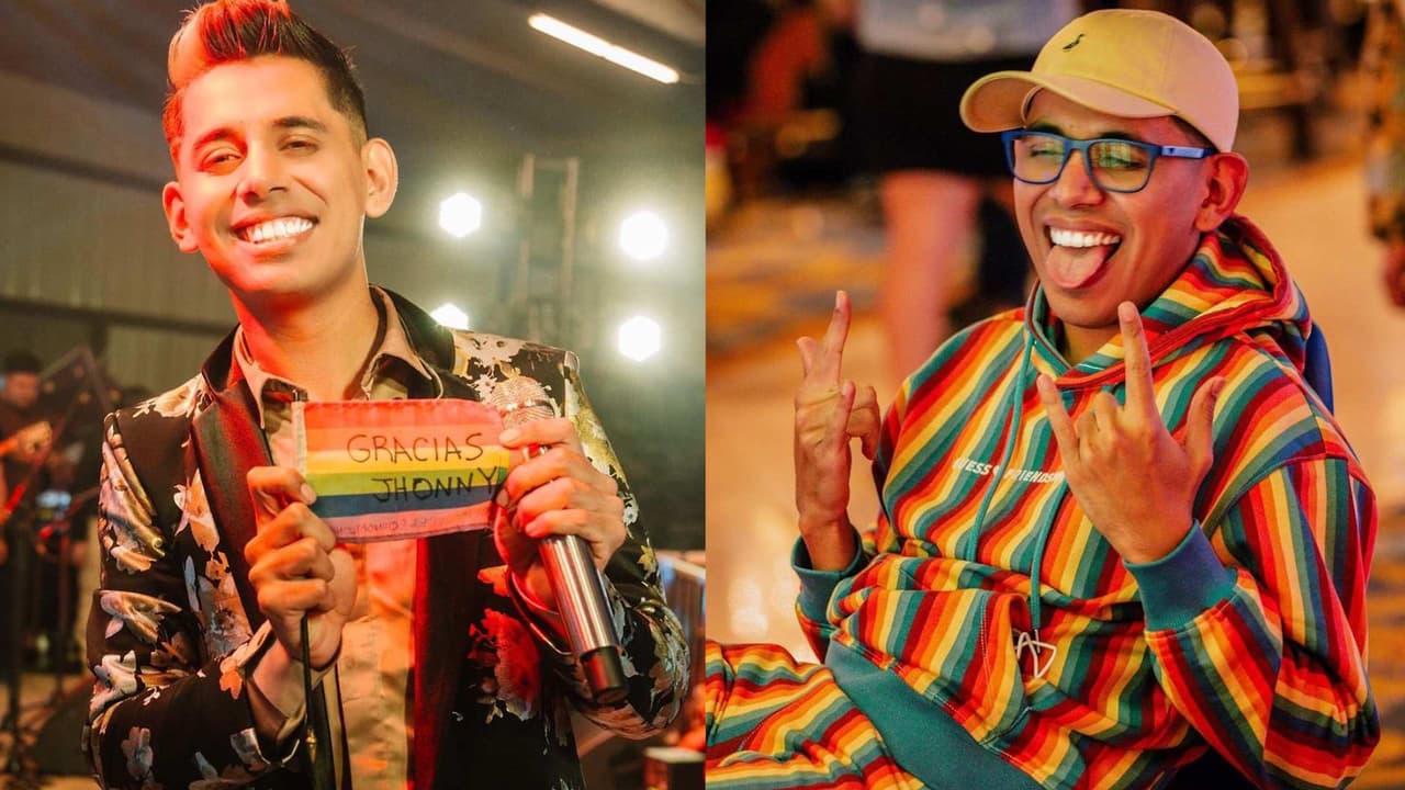 Jhonny Caz recibe bandera del orgullo de sus fans y les manda un emotivo mensaje en pleno concierto