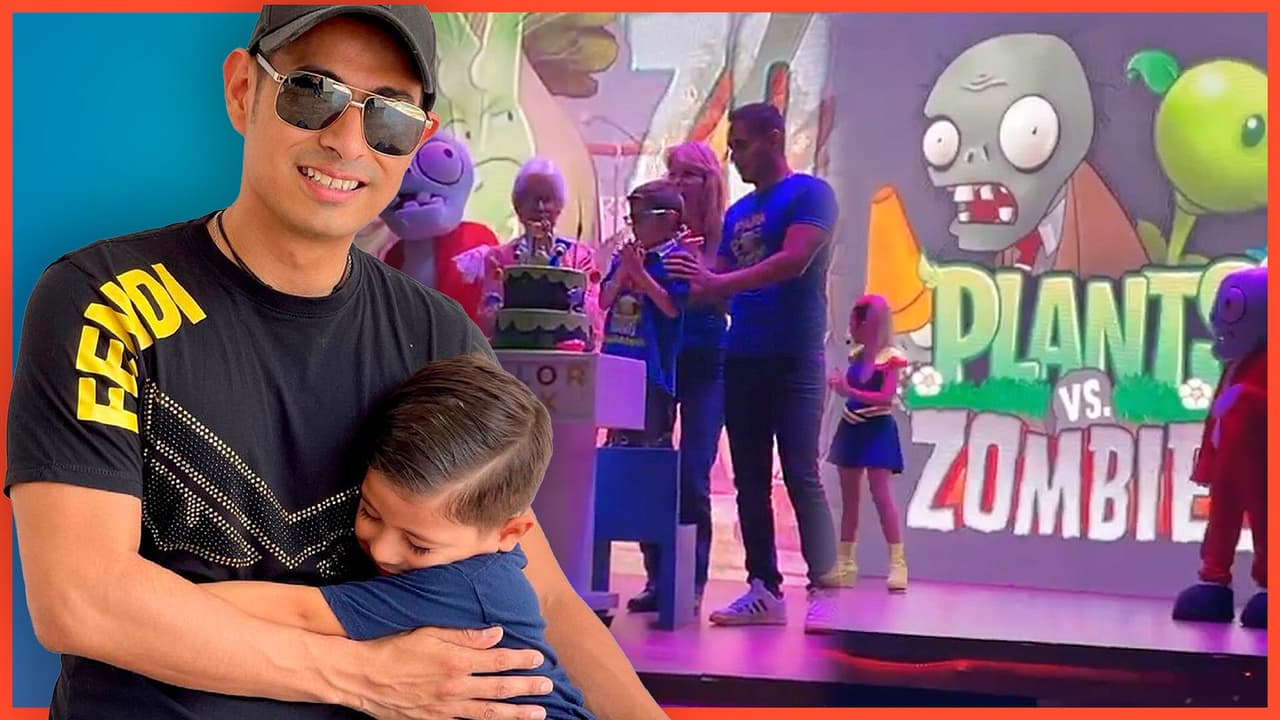 Integrante de La Trakalosa hace fiesta de 'Platas vs Zombies' a su hijo