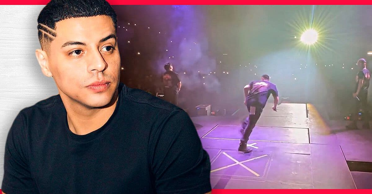 Eduin Caz casi cae al inicio de su concierto y se lastimó la rodilla