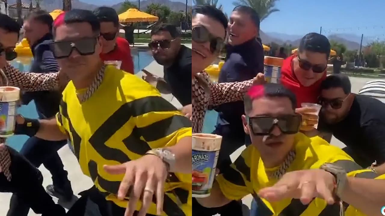Grupo Firme se divierte con baile desde lujoso hotel en California