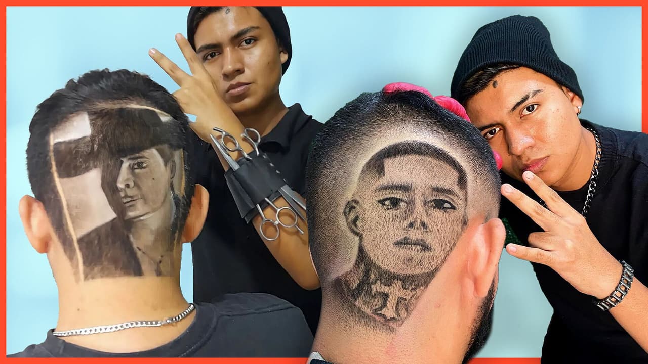 Santa Fe Klan, Valentín Elizalde y más cantantes entre los diseños de este barbero
