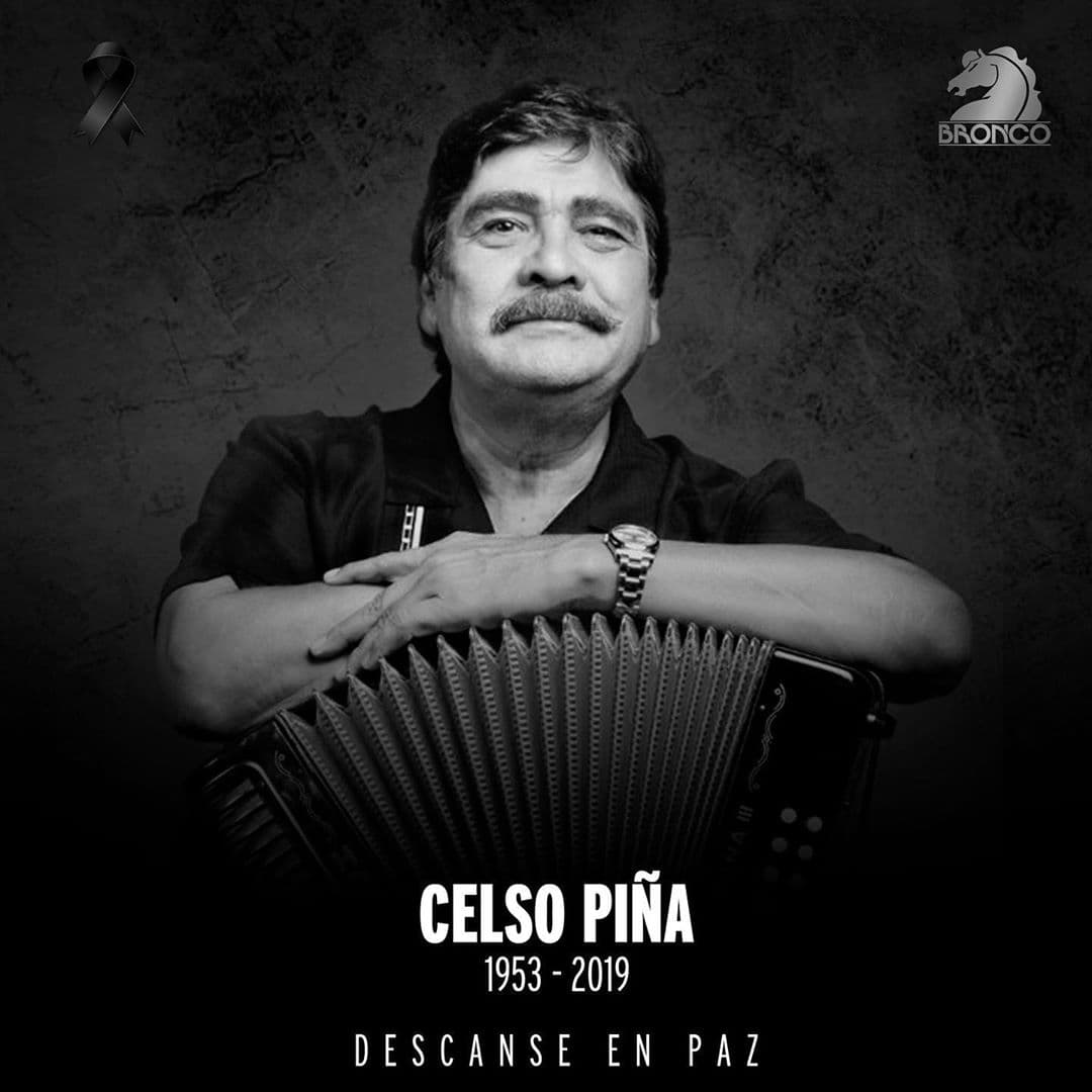 Grupo Bronco a través de su cuenta oficial de Instagram dejó su mensaje de luto para el acordeonista: "A lo largo del galopar de Bronco nos hemos encontrado con músicos extraordinarios y grandes personalidades, hoy lamentamos la terrible pérdida de un grande, el maestro Celso Piña, quien siempre será recordado por su carisma y legado musical, Descanse en Paz y que siga cabalgando nuestro cuate el rebelde del acordeón".