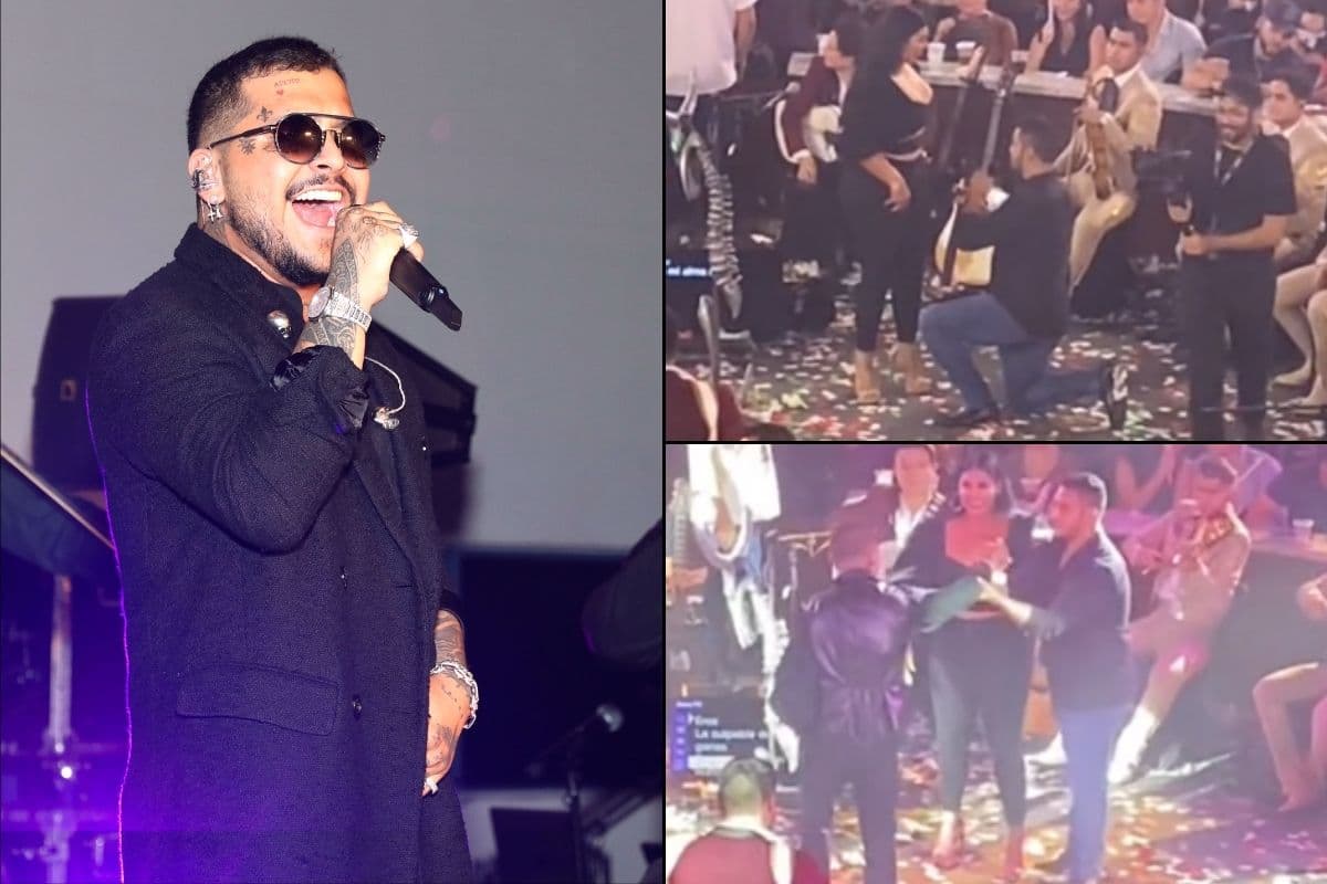 Chrisitan Nodal le dedicó una canción a la pareja que aceptó casarse durante la propuesta de matrimonio que hicieron en su concierto.