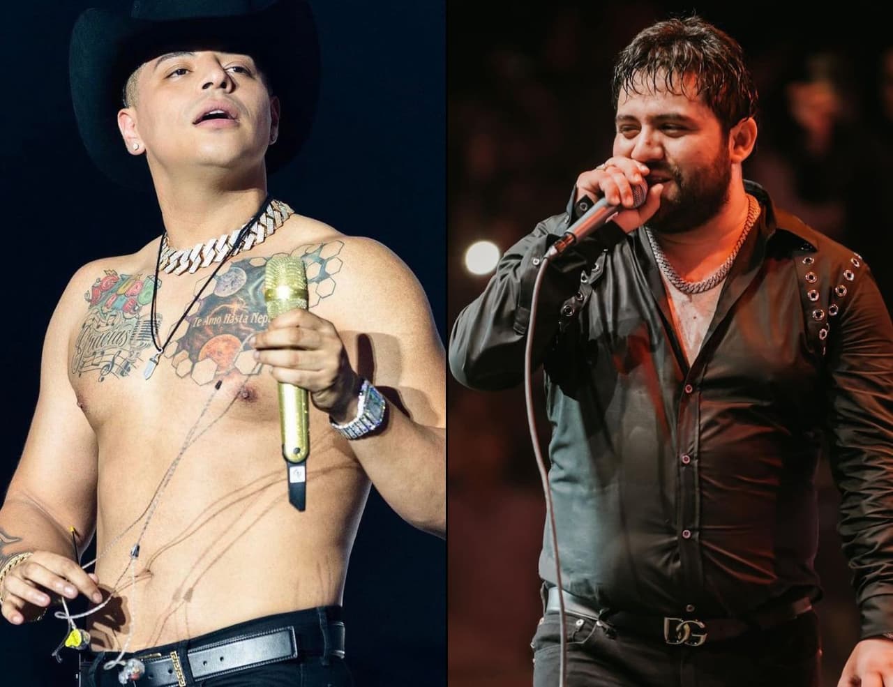 Eduin Caz canta un fragmento de la canción de Grupo Firme con Luis R Conriquez.jpg