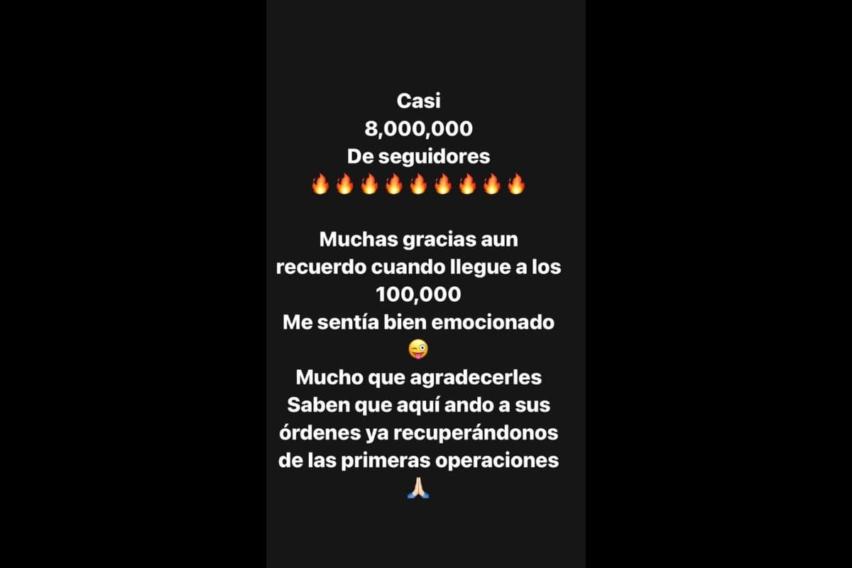 Eduin Caz celebra el haber llegado a gran cifra en Instagram.