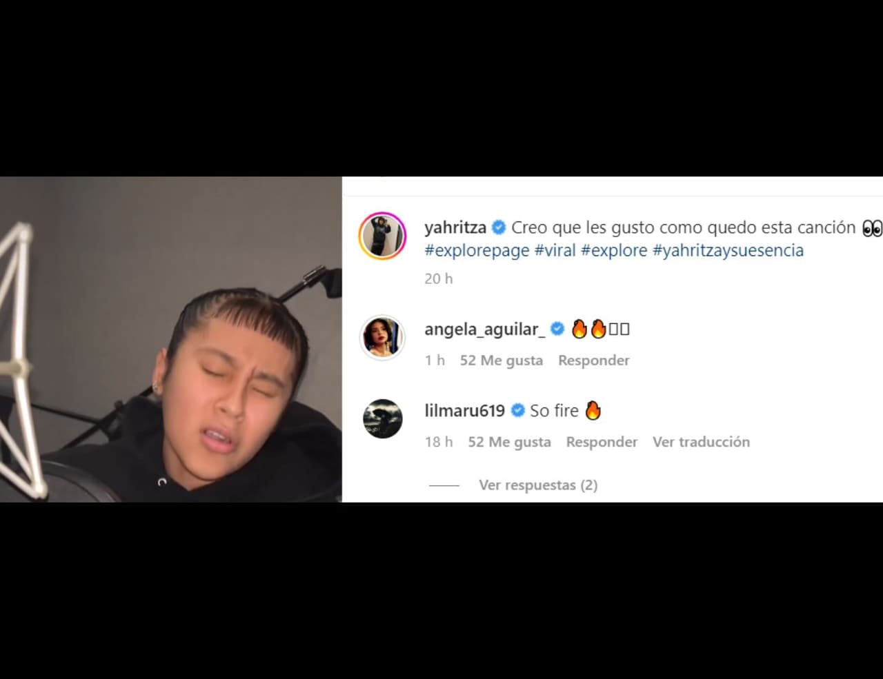 Ángela Aguilar reacciona al cover de Qué Agonia de Yahritza Martinez.