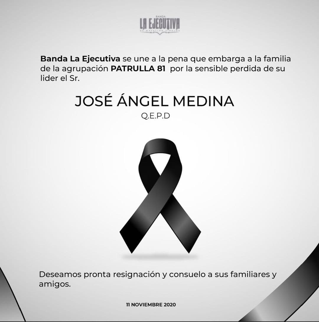 Desde la cuenta oficial de la Banda La Ejecutiva se sumó a los mensajes de condolencias y al pésame.